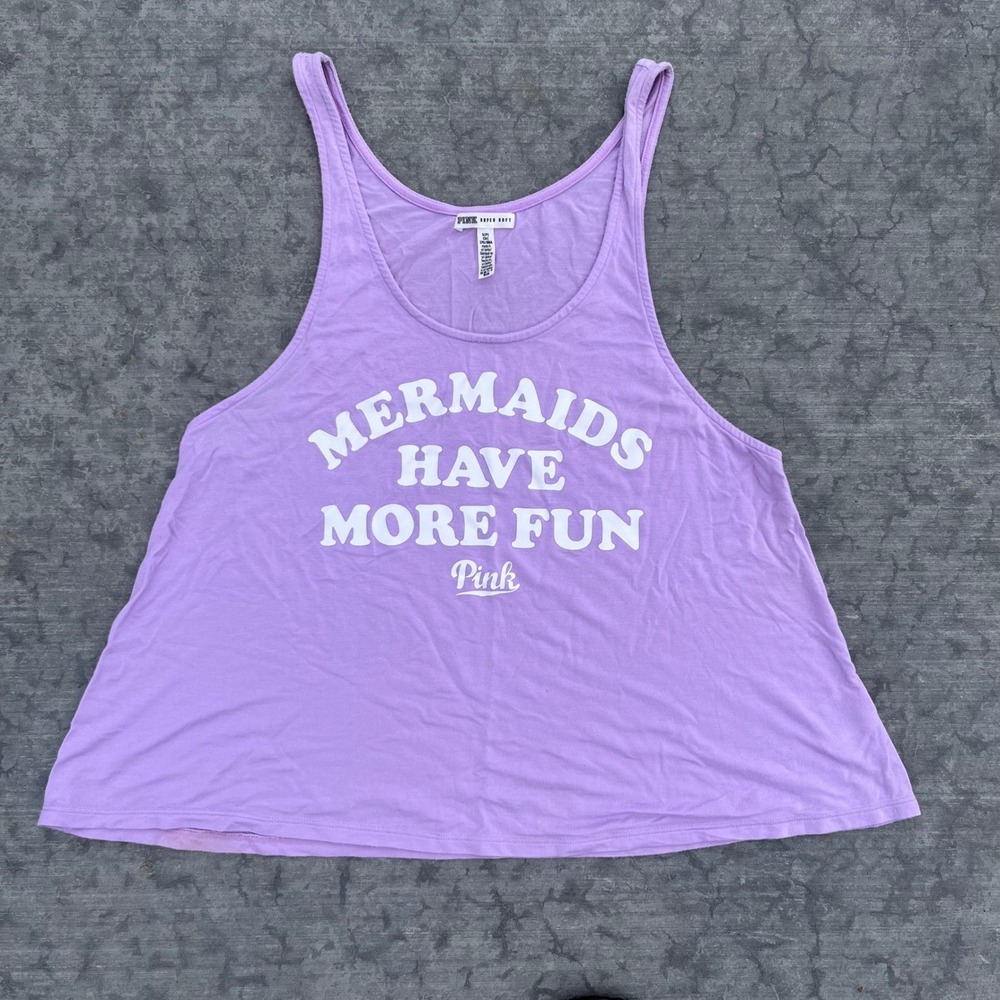 PINK Victoria's Secret Purple Mermaids Have More Fun Graphic Swing Tank Top S